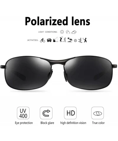 Rectangular Sport Polarized Sunglasses for Men - Mens Sunglasses Sports Metal Frame 100% UV protection 2268 - CD18UDG8GWY $29...