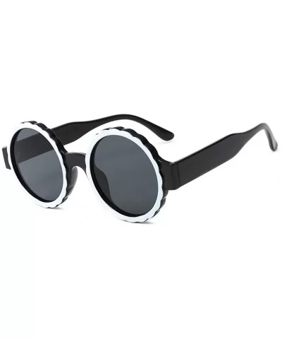 Men Women's Fashion Round Frame Mask Sunglasses-Integrated Gas Glasses - Black - CH18Q5478W8 $11.96 Square