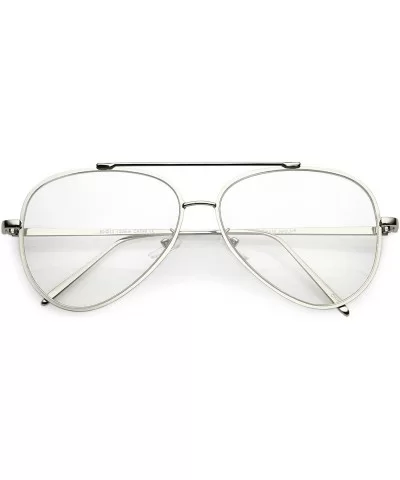 Mod Fashion Teardrop Rimless Clear Flat Lens Metal Frame Aviator Eyeglasses 58mm - Silver / Clear - C9183NH57I9 $15.53 Rimless