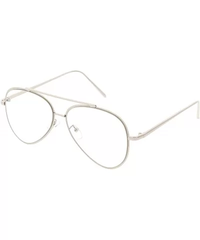 Mod Fashion Teardrop Rimless Clear Flat Lens Metal Frame Aviator Eyeglasses 58mm - Silver / Clear - C9183NH57I9 $15.53 Rimless