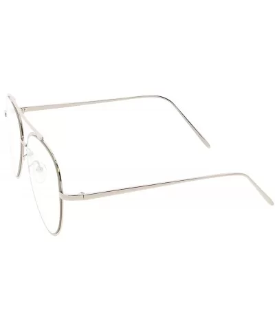 Mod Fashion Teardrop Rimless Clear Flat Lens Metal Frame Aviator Eyeglasses 58mm - Silver / Clear - C9183NH57I9 $15.53 Rimless