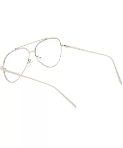 Mod Fashion Teardrop Rimless Clear Flat Lens Metal Frame Aviator Eyeglasses 58mm - Silver / Clear - C9183NH57I9 $15.53 Rimless