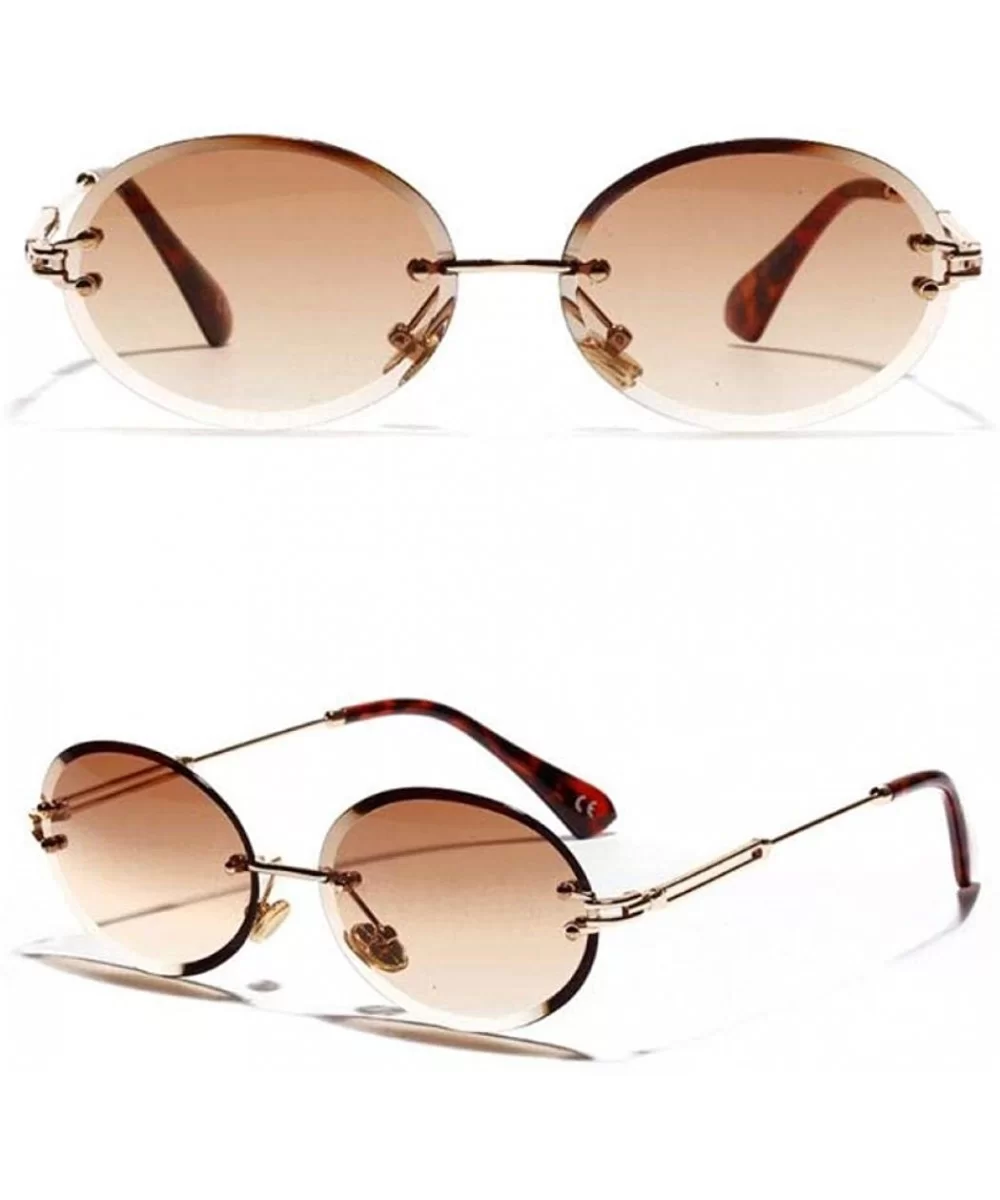 Rimless Sunglasses Fashion Trend Hot Pop Unisex Protection Eyewear Metal Legs Oval Shape Sun Glasses - 3 - C418TZZ4T08 $22.70...