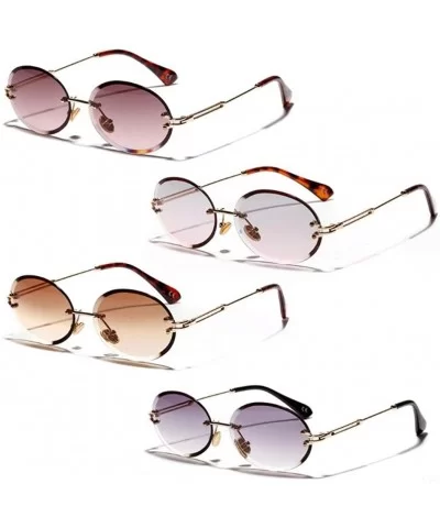 Rimless Sunglasses Fashion Trend Hot Pop Unisex Protection Eyewear Metal Legs Oval Shape Sun Glasses - 3 - C418TZZ4T08 $22.70...