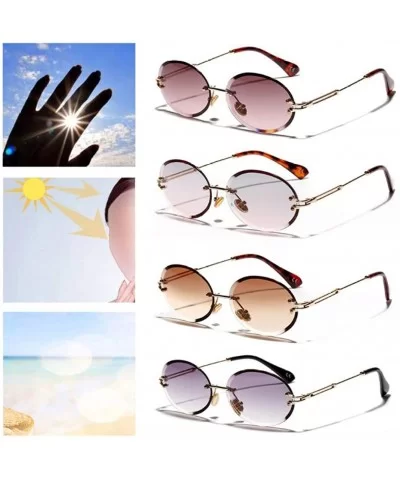 Rimless Sunglasses Fashion Trend Hot Pop Unisex Protection Eyewear Metal Legs Oval Shape Sun Glasses - 3 - C418TZZ4T08 $22.70...