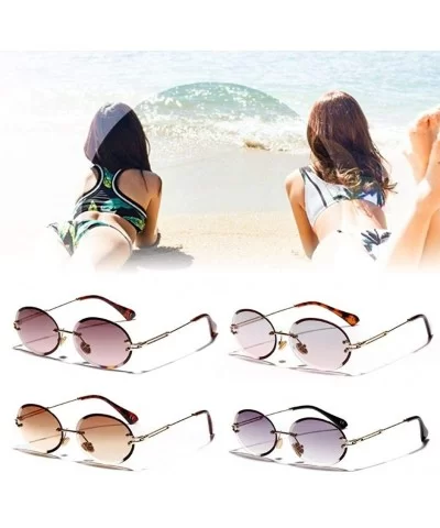 Rimless Sunglasses Fashion Trend Hot Pop Unisex Protection Eyewear Metal Legs Oval Shape Sun Glasses - 3 - C418TZZ4T08 $22.70...