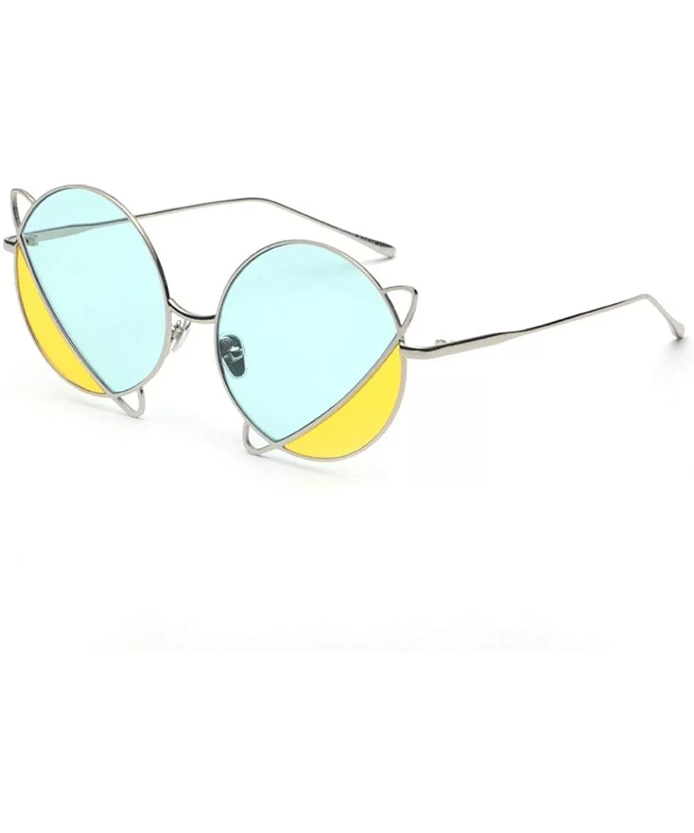 2020 New Vintage Colorful Lens Glasses Fashion Punk Sunglasses Silver Round Eyeglasses with Box UV400 - CJ1935K0K2Q $19.73 Round