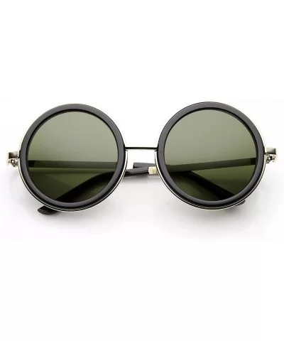 Round Large Studio Cover Side Glare Reducing Sunglasses - Black-gold Green - CR11XSZ7UKT $13.93 Sport