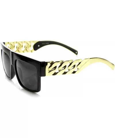 Retro Old School Thick Metal Coating Chain Sunglasses - CA11ME2E1NL $13.98 Square