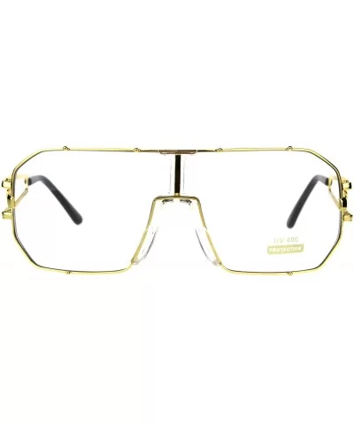 Mens Oversize Shield Metal Rim Mobster Racer Sunglasses - Gold - CI18DK59ME0 $17.45 Oversized