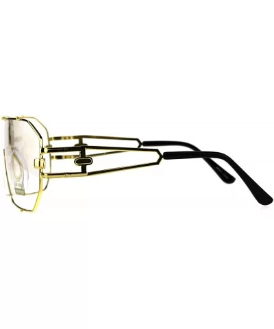 Mens Oversize Shield Metal Rim Mobster Racer Sunglasses - Gold - CI18DK59ME0 $17.45 Oversized