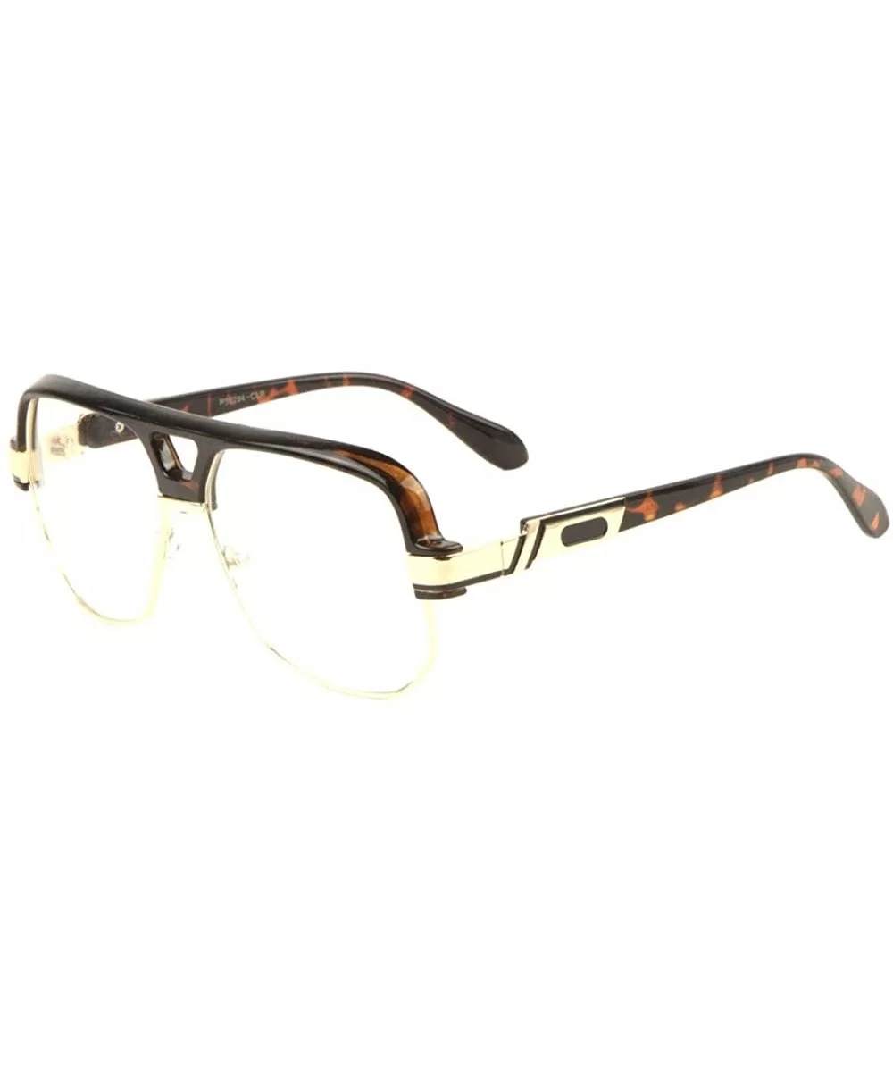 Flat Top Rounded Square Frame Art Deco Clear Sunglasses - Brown Demi - CD198D9ZC2G $20.14 Square