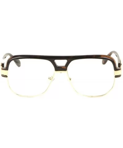 Flat Top Rounded Square Frame Art Deco Clear Sunglasses - Brown Demi - CD198D9ZC2G $20.14 Square