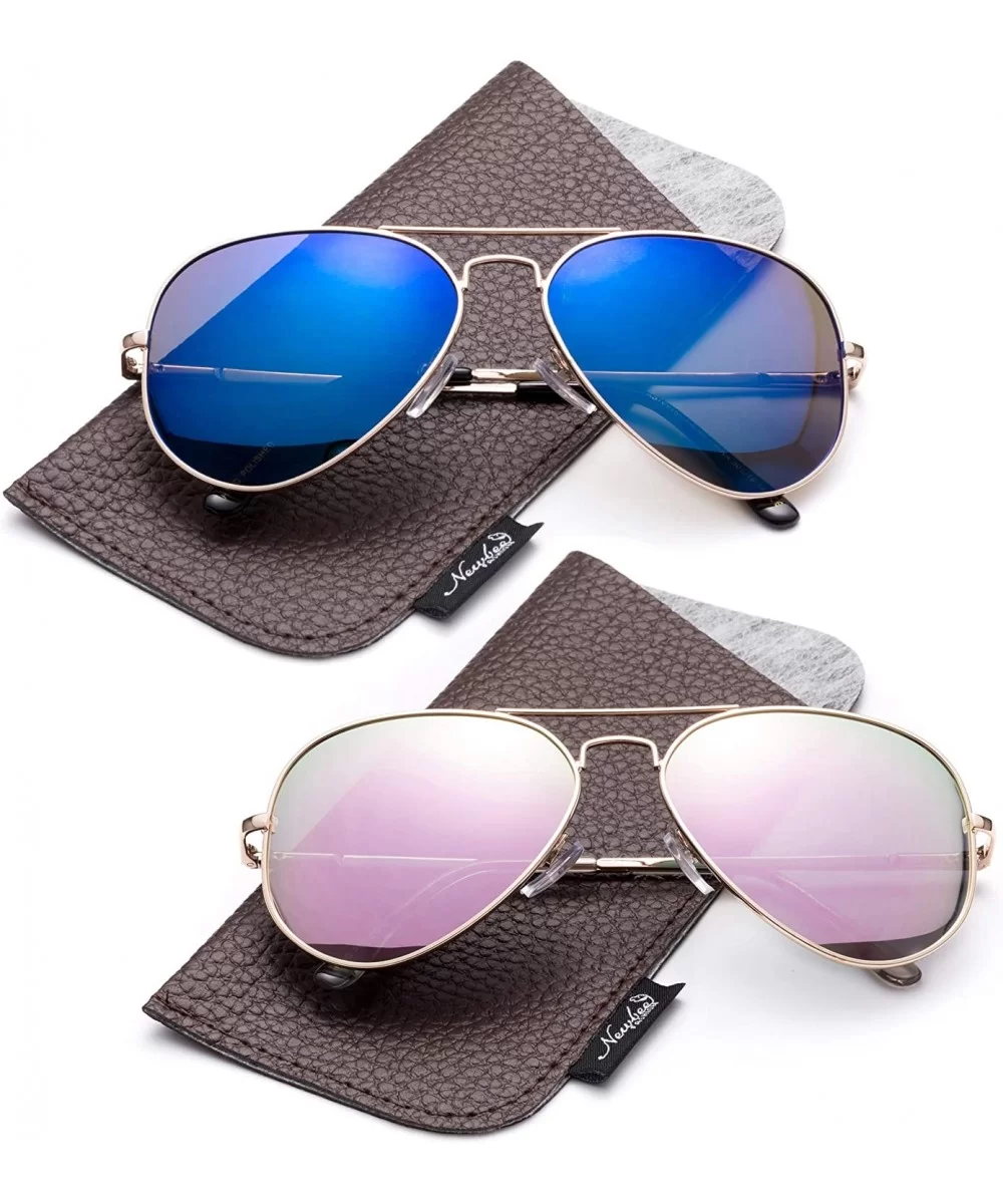 Polarized Aviator Sunglasses Mirrored Lens Classic Aviator Polarized Sunglasses Small - CJ18I63LNEO $20.83 Aviator