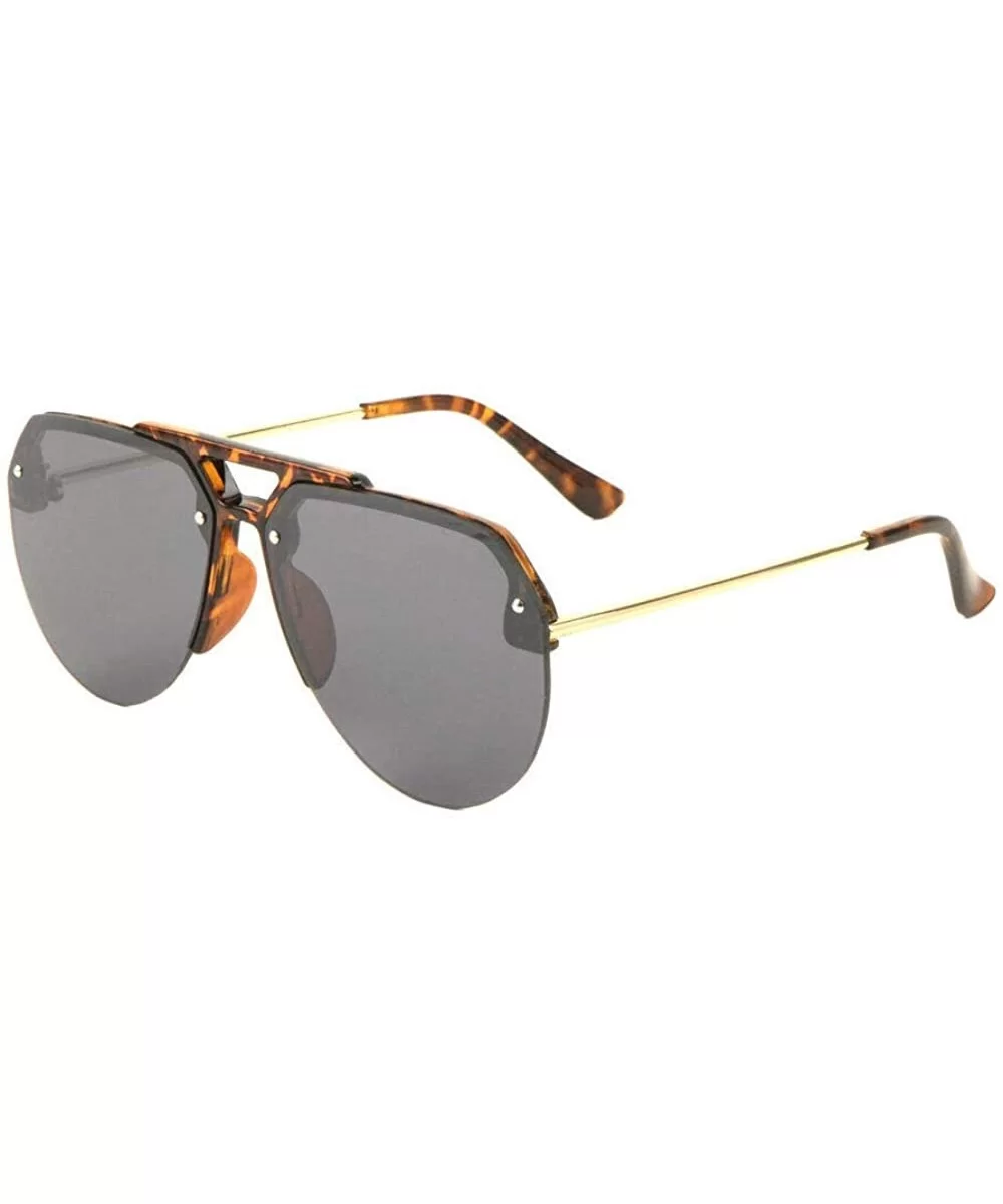 Semi Rimless Luxury Sport Pilot Aviator Sunglasses - Gold & Tortoise Frame - CQ18WO7QWTT $17.43 Sport