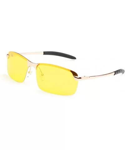 Night Driving Glasses-Vision Anti Glare Drivers Polarized UV400 Fit Over - Gold - CS18OA4K0DO $12.59 Rectangular