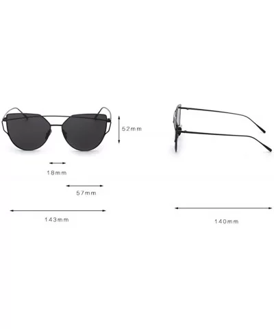 Fashion Twin-Beams Classic Women Metal Frame Mirror Sunglasses Cat Eye Glasses - Black - CE18RZWOR86 $14.89 Cat Eye