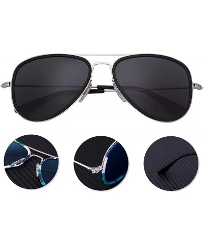 Polarized Mens Womens Aviator Fashion Vintage Designer Sunglasses Glare JO691 - Black Frame Black Lens - C6120Y9XD25 $54.28 A...