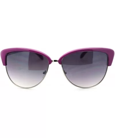 Women's Bolded Top Round Cateye Butterfly Sunglasses - Purple - CU11QSJM417 $11.86 Oversized