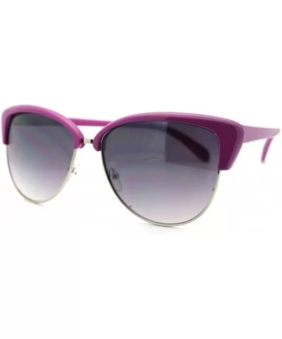 Women's Bolded Top Round Cateye Butterfly Sunglasses - Purple - CU11QSJM417 $11.86 Oversized