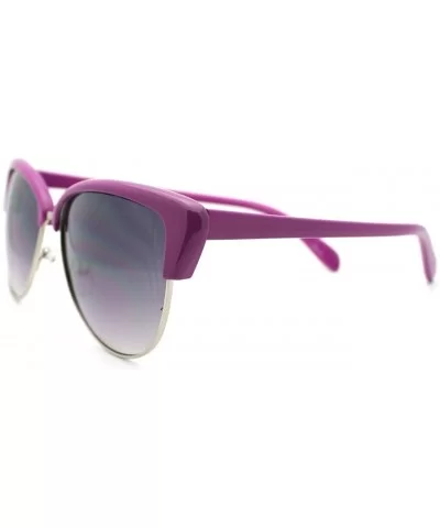 Women's Bolded Top Round Cateye Butterfly Sunglasses - Purple - CU11QSJM417 $11.86 Oversized