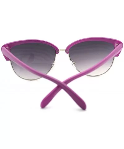 Women's Bolded Top Round Cateye Butterfly Sunglasses - Purple - CU11QSJM417 $11.86 Oversized