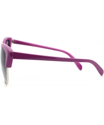 Women's Bolded Top Round Cateye Butterfly Sunglasses - Purple - CU11QSJM417 $11.86 Oversized