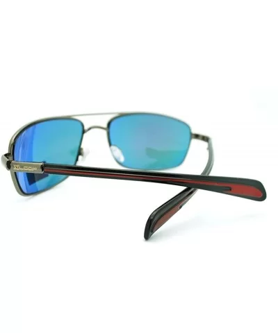 Mens Square Aviator Sunglasses Flat Top Metal Navigator Frame - Red - CL11DJINT41 $13.08 Aviator