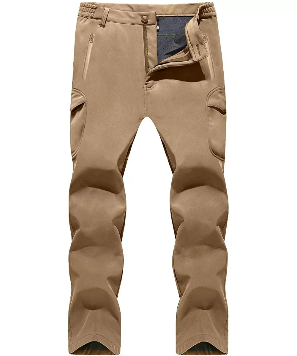 Men's Ski Pants-Snow Ski Tactical Fleece Lining Softshell Winter Pants Trousers - Sand - CX193OMNNSA $57.52 Sport