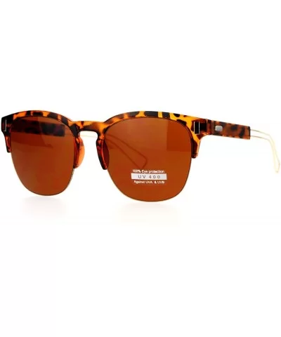 Retro Vintage Style Unique Metal Tip Half Rim Hipster Sunglasses - Tortoise Brown - C212EO5QDMH $17.66 Wayfarer