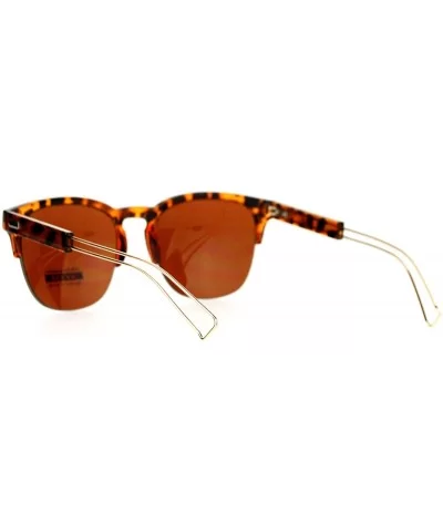 Retro Vintage Style Unique Metal Tip Half Rim Hipster Sunglasses - Tortoise Brown - C212EO5QDMH $17.66 Wayfarer