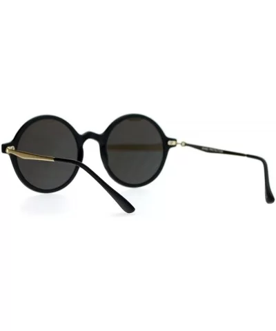 Flat Lens Round Hippie Plastic Mirror Lens Sunglasses - Matte Black Blue - CI12G7GVKWT $18.26 Wayfarer