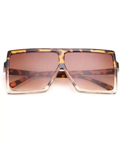 Women Square Oversized Sunglasses One Piece Fashion Female Big Large Frame UV400 B2539 - 01 Leopard - CR192DRZX0M $15.01 Shield