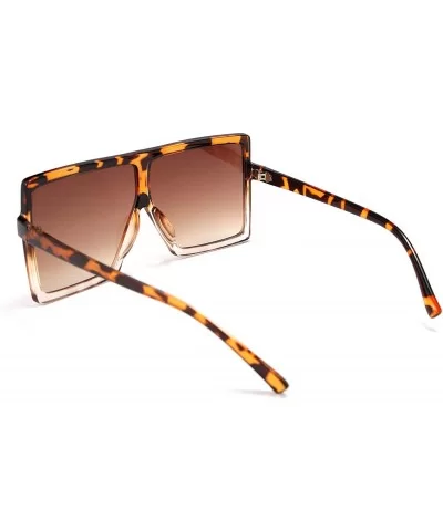 Women Square Oversized Sunglasses One Piece Fashion Female Big Large Frame UV400 B2539 - 01 Leopard - CR192DRZX0M $15.01 Shield