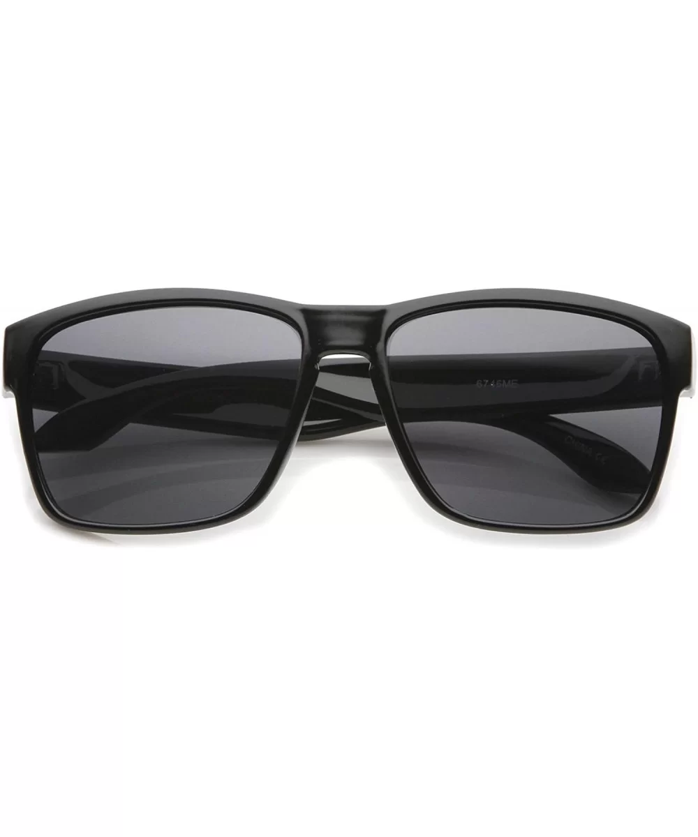 Action Sport Modern Lifestyle Frame Rectangle Sunglasses 59mm - Shiny Black / Smoke - CA12J18FB0R $13.07 Rectangular