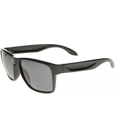 Action Sport Modern Lifestyle Frame Rectangle Sunglasses 59mm - Shiny Black / Smoke - CA12J18FB0R $13.07 Rectangular