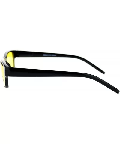 Black Rectangle Frame Color Lens Sunglasses Spring Hinge - Black - C81880N2K8N $12.92 Aviator