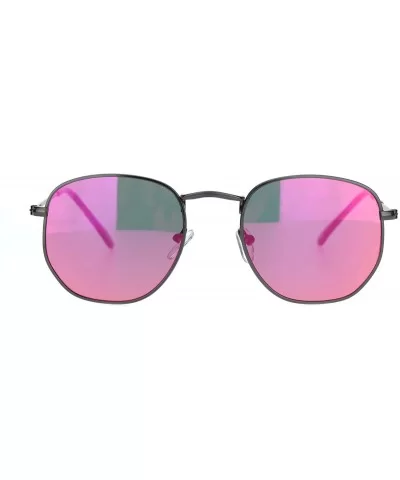 Mens 90s Retro Metal Rim Rectangular Mirror Lens Dad Sunglasses - Gunmetal Pink Mirror - CL18NH9ZWWZ $16.82 Square