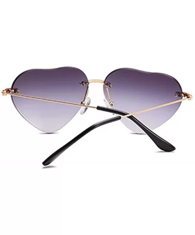 Dollger Heart Sunglasses Thin Metal Frame Lovely Heart Style for Women - Frameless Black Lens+gold Frame - CH180IQ2A2D $15.83...