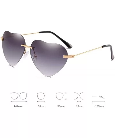 Dollger Heart Sunglasses Thin Metal Frame Lovely Heart Style for Women - Frameless Black Lens+gold Frame - CH180IQ2A2D $15.83...