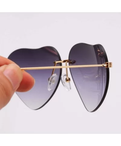 Dollger Heart Sunglasses Thin Metal Frame Lovely Heart Style for Women - Frameless Black Lens+gold Frame - CH180IQ2A2D $15.83...