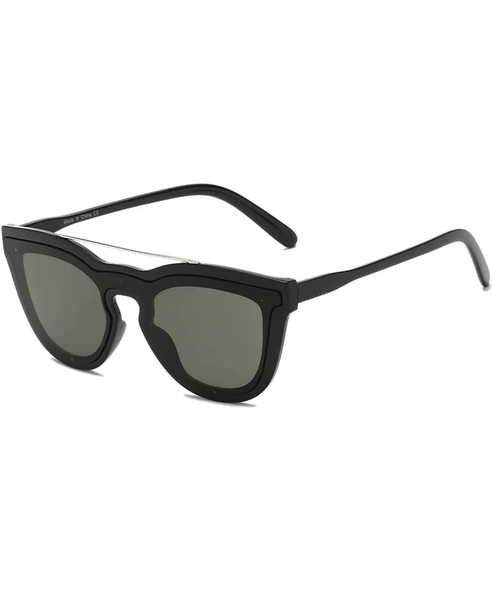 Classic Round Brow-Bar Fashion Sunglasses - Black - CA18WU8YRGK $30.86 Round