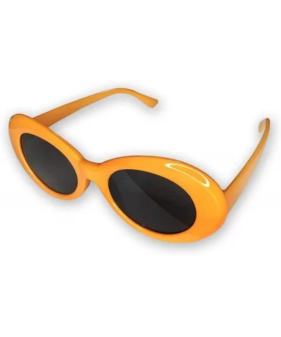 Oval Goggles Kurt Mod Thick Frame Retro Round Lens Sunglasses Candy Color - Yellow - CR196H33G3R $10.91 Oval