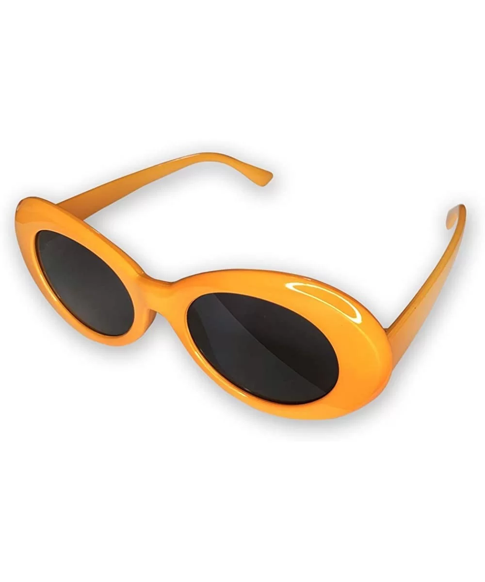 Oval Goggles Kurt Mod Thick Frame Retro Round Lens Sunglasses Candy Color - Yellow - CR196H33G3R $10.91 Oval