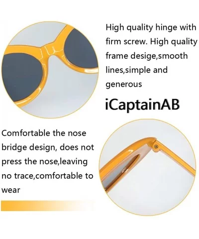 Oval Goggles Kurt Mod Thick Frame Retro Round Lens Sunglasses Candy Color - Yellow - CR196H33G3R $10.91 Oval