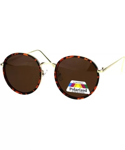 Polarized Lens Sunglasses Unisex Round Designer Vintage Style Shades - Tortoise Gold (Brown) - C918Q8K0D3G $17.94 Round