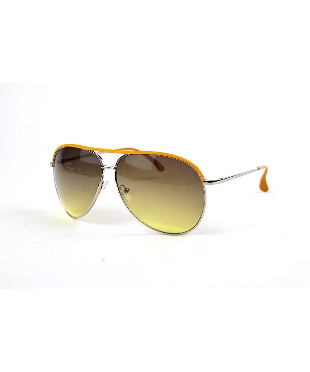 Fashion Color Frame Aviator Metal Style Sunglasses P1236 - Silveryellow-gradientgreen Lens - CD11BA64N2F $22.97 Aviator