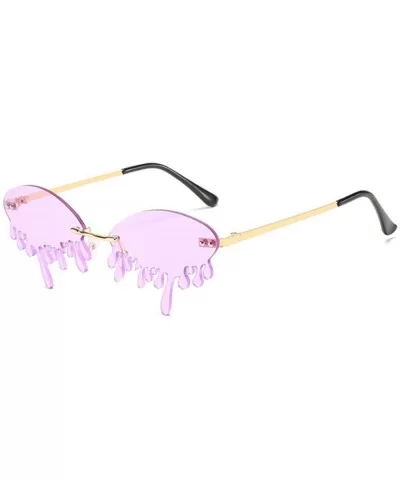 Color Lens Sunglasses Stylish Sunnies Eyewear Metal Sunglasses - 5016 - Purple(gold Frame) - C619CGKT7ML $23.84 Wrap