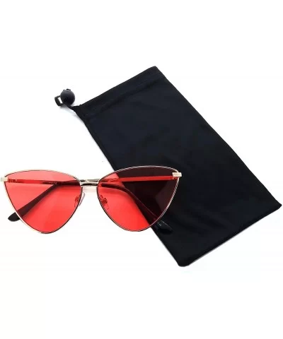Women Cat Eye Fashion Style Sunglasses - Gold Red - CV18QHLYC57 $13.93 Cat Eye