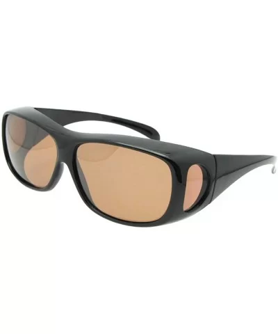 Medium Polarized Fit Over Sunglasses F1 - Black-amber Lens - CB186LRKGU2 $25.29 Rectangular